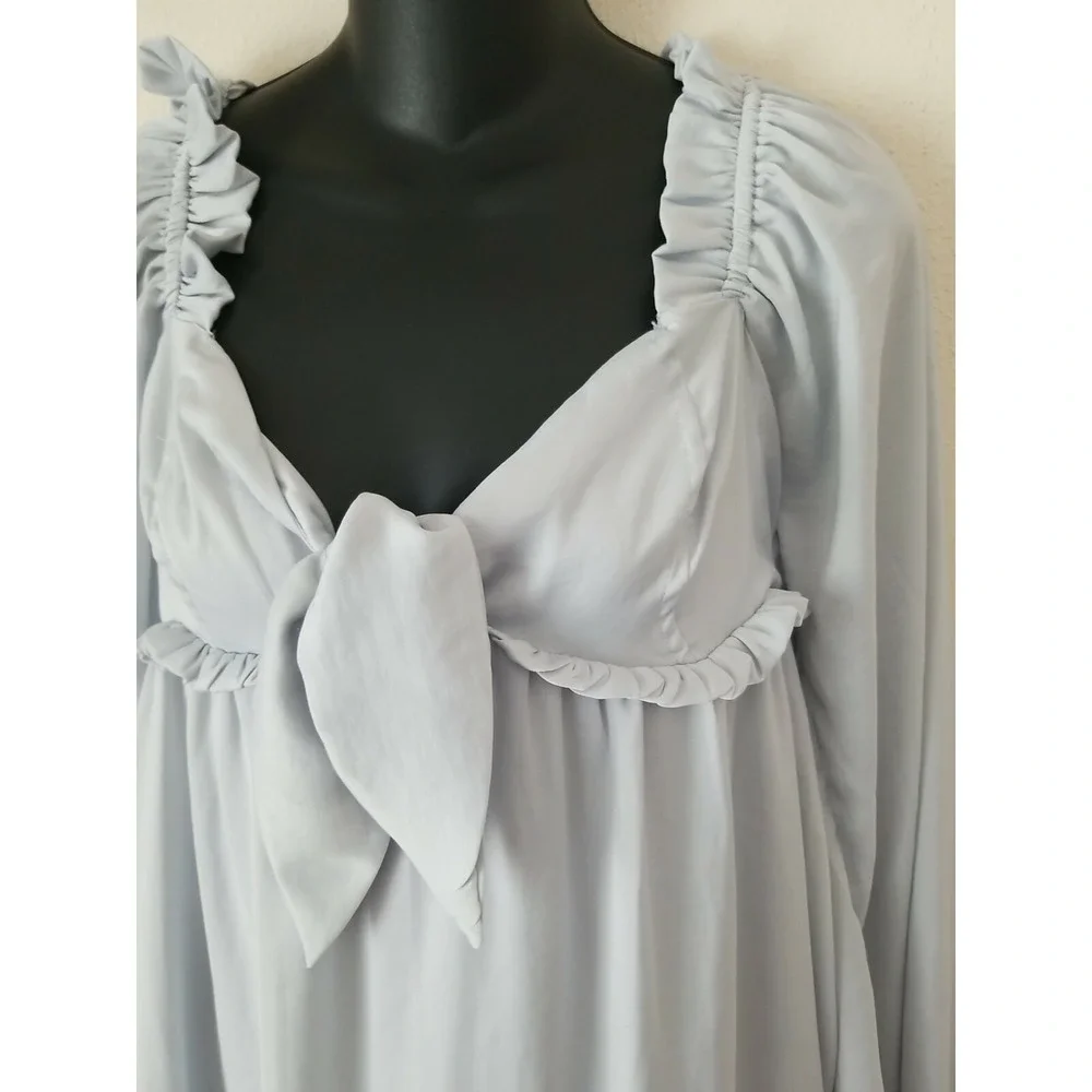 Skylar Rose‎ Tie Neckline Long Sleeve Ruffle Trim Above Knee Length Dress S